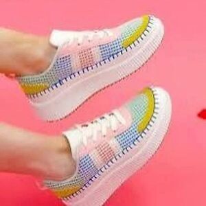 Nicole Miller New York Mixed Media Brita Platform Sneaker Shoes Size 10